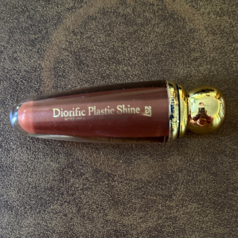 Dior Diorific plastic Shine Lipstick Rich Brown with Gold Accent rare vintage